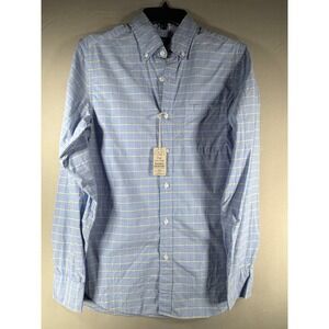 J.Crew Mens XS Blue Yellow Grid 2-Ply 100% Cotton Washed Shirting Button Down
